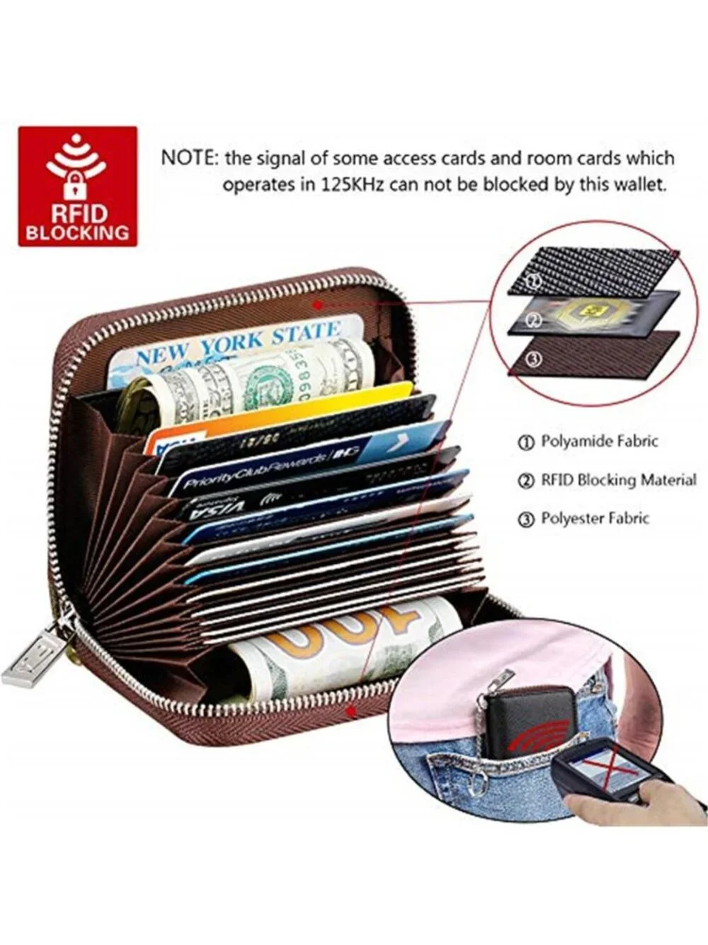 Zipper Wallet Women RFID Credit Card Holder keychain Wallet | ID Window